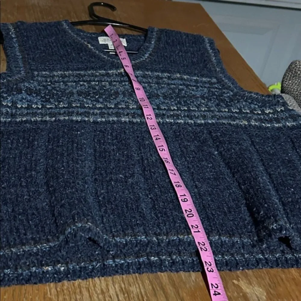 Vintage St Johns Bay Wool Sweater Vest Fair Isle Womens Large Y2k Nordic Blue